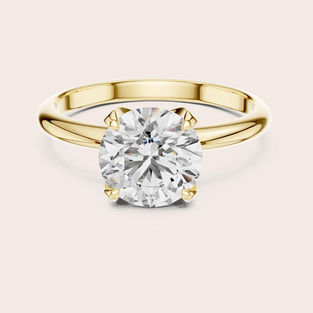 Round Cut Lab Grown Diamond Solitaire Ring, 1.50ct Total, Solid Gold