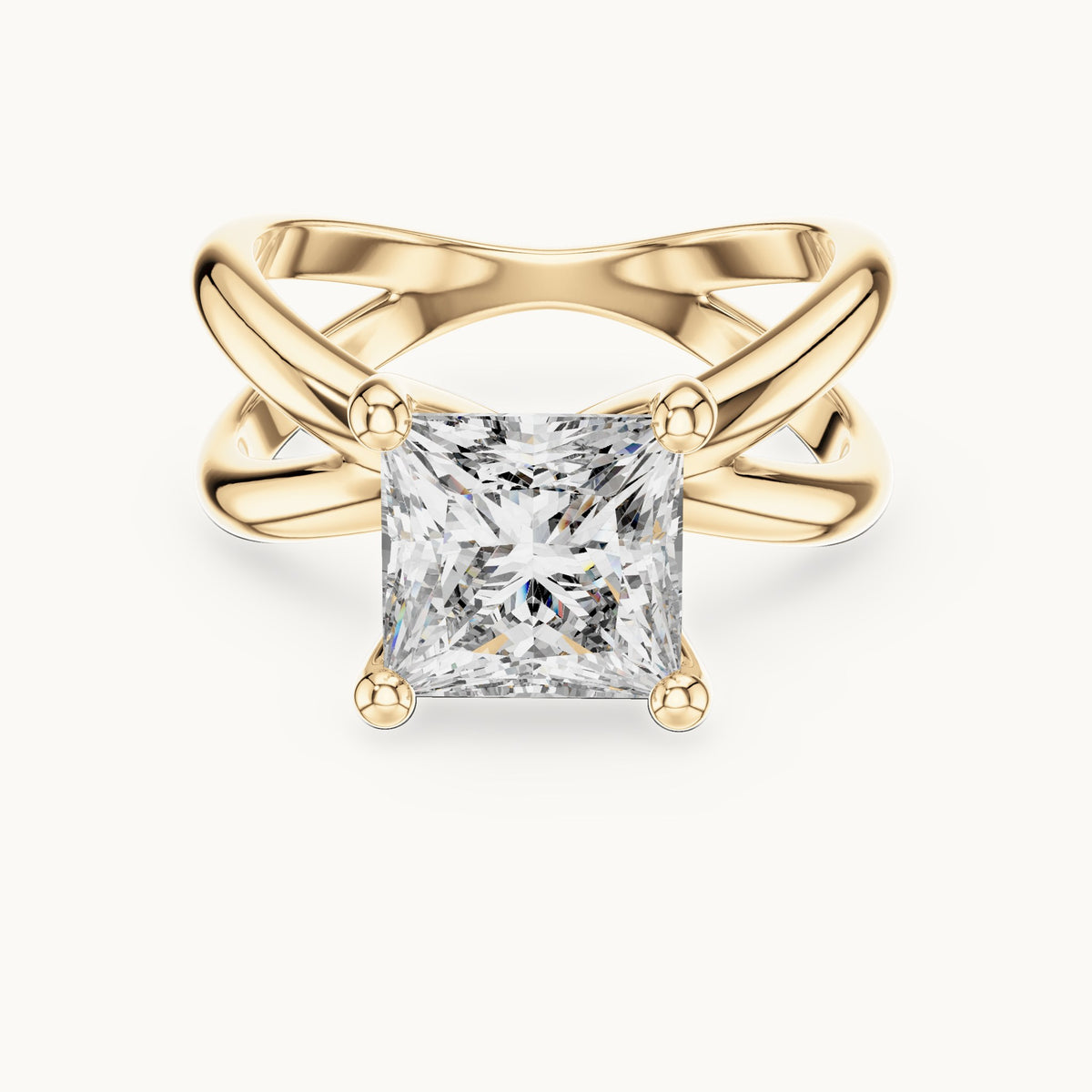 Princess Cut Lab Grown Diamond Solitaire Ring, 3.00ct Total, Solid Gold
