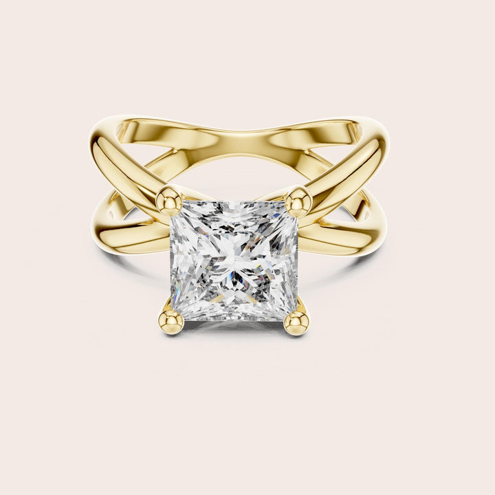 Princess Cut Lab Grown Diamond Solitaire Ring, 3.00ct Total, Solid Gold