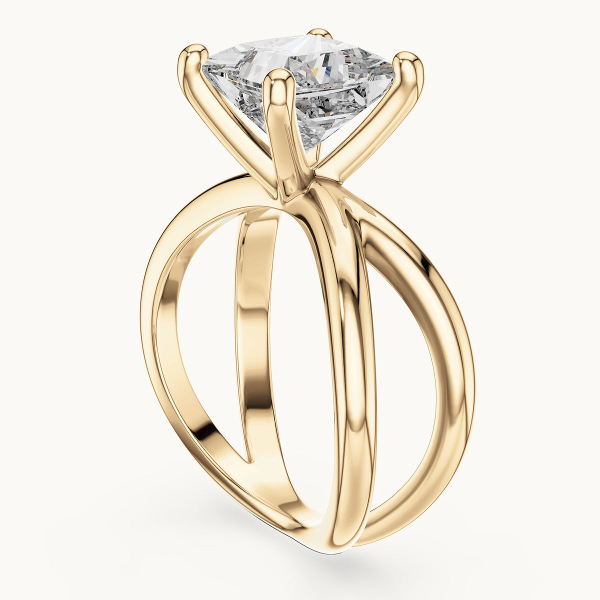 Princess Cut Lab Grown Diamond Solitaire Ring, 3.00ct Total, Solid Gold