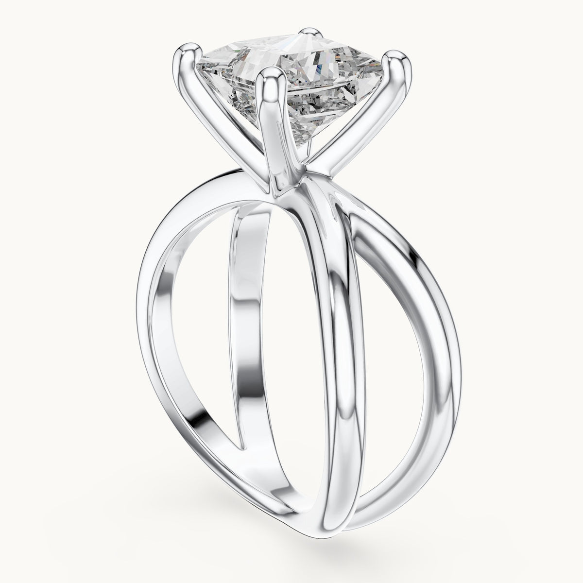 Princess Cut Lab Grown Diamond Solitaire Ring, 3.00ct Total, Solid Gold