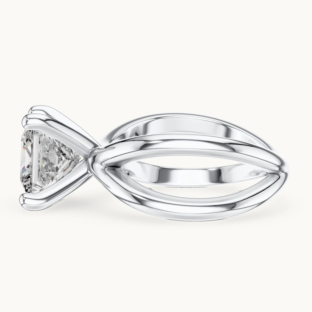 Princess Cut Lab Grown Diamond Solitaire Ring, 3.00ct Total, Solid Gold