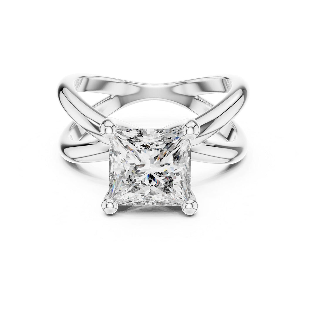 Princess Cut Lab Grown Diamond Solitaire Ring, 3.00ct Total, Solid Gold