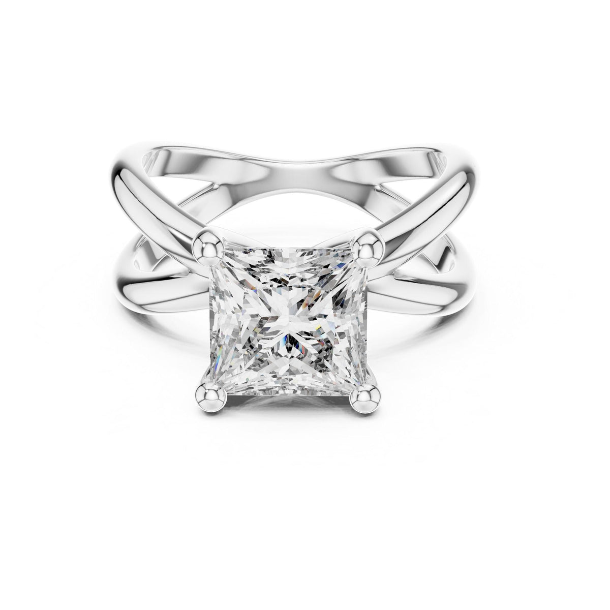 Princess Cut Lab Grown Diamond Solitaire Ring, 3.00ct Total, Solid Gold