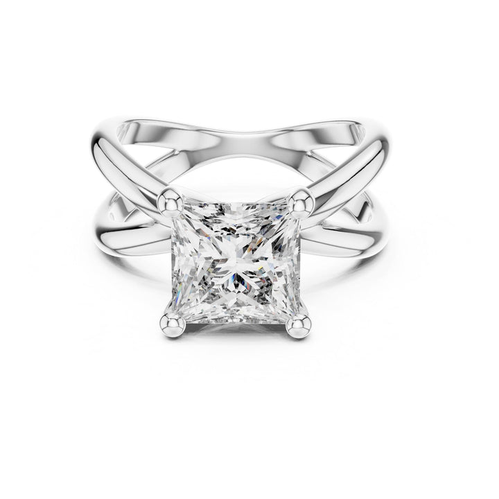 Princess Cut Lab Grown Diamond Solitaire Ring, 3.00ct Total, Solid Gold