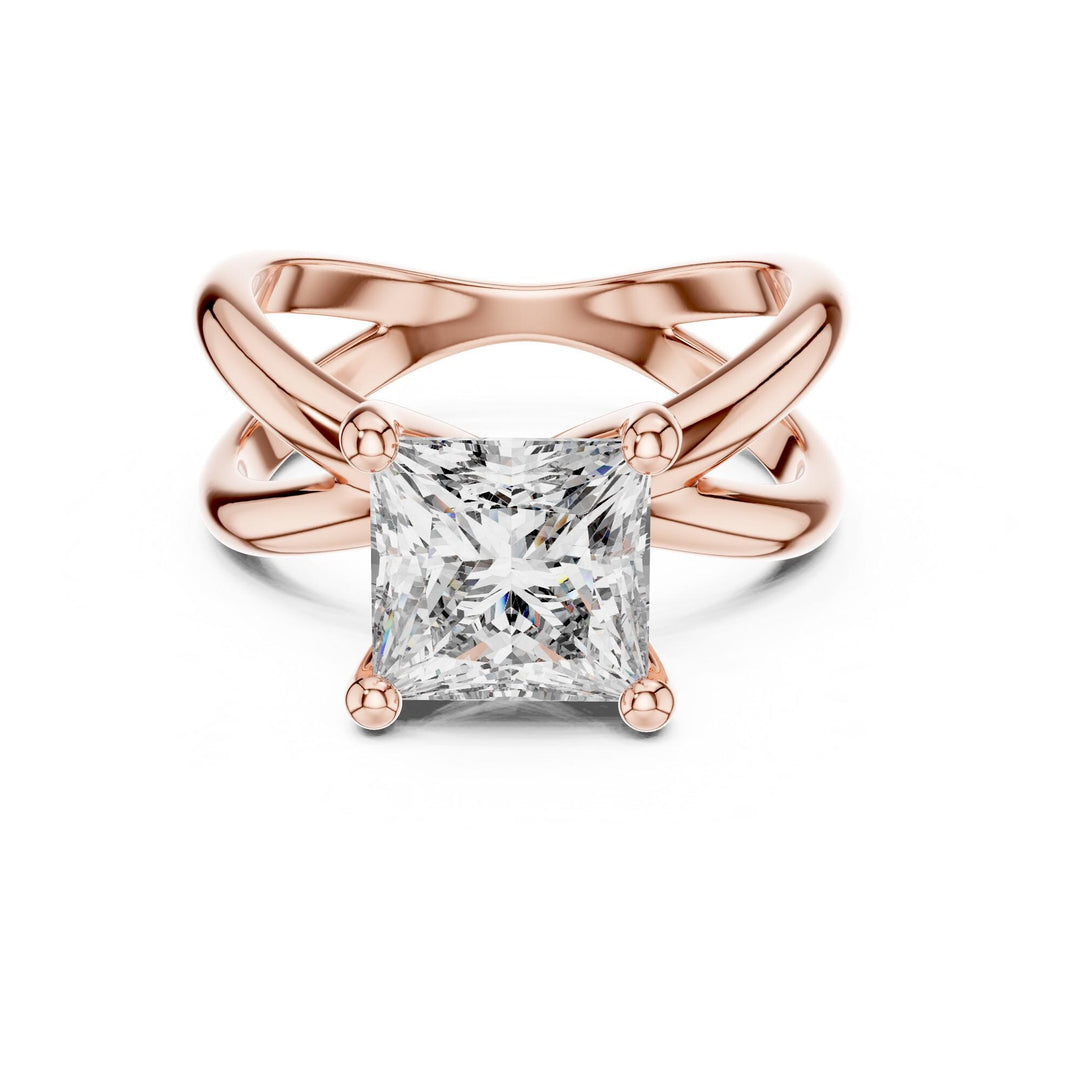 Princess Cut Lab Grown Diamond Solitaire Ring, 3.00ct Total, Solid Gold