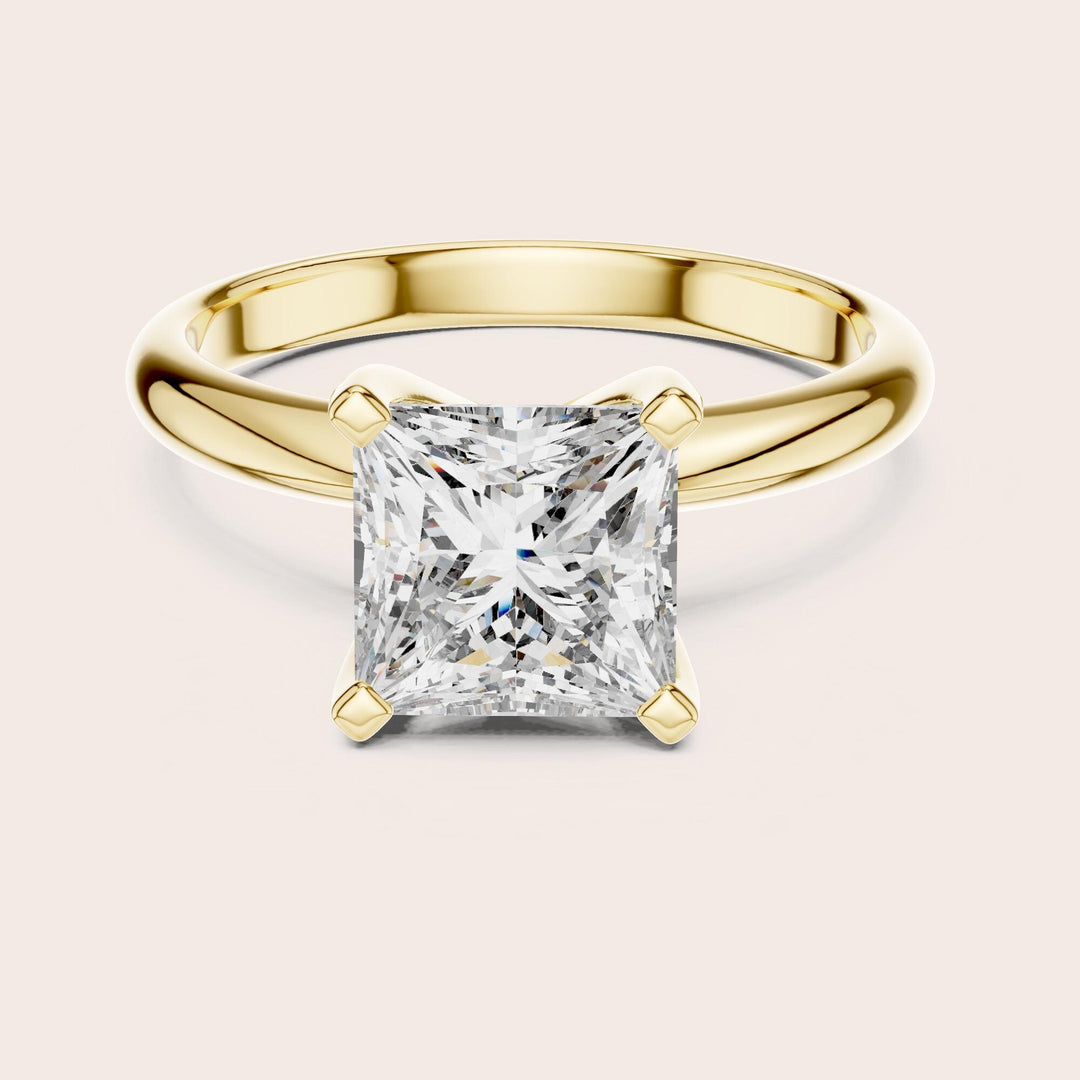 Princess Cut Lab Grown Diamond Solitaire Ring, 2.00ct Total, Solid Gold