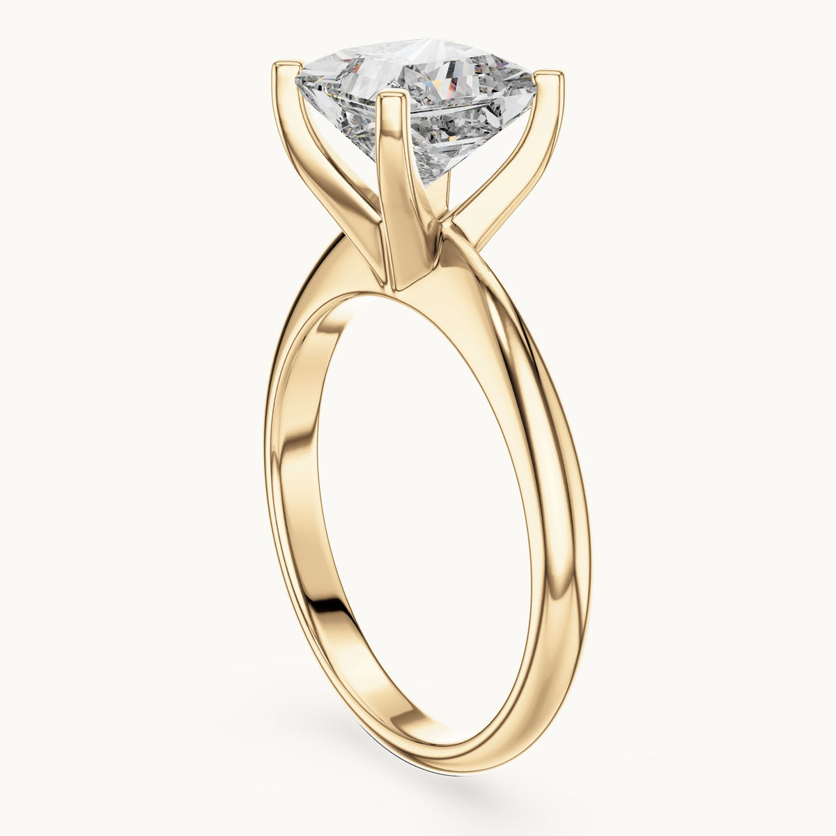 Princess Cut Lab Grown Diamond Solitaire Ring, 2.00ct Total, Solid Gold