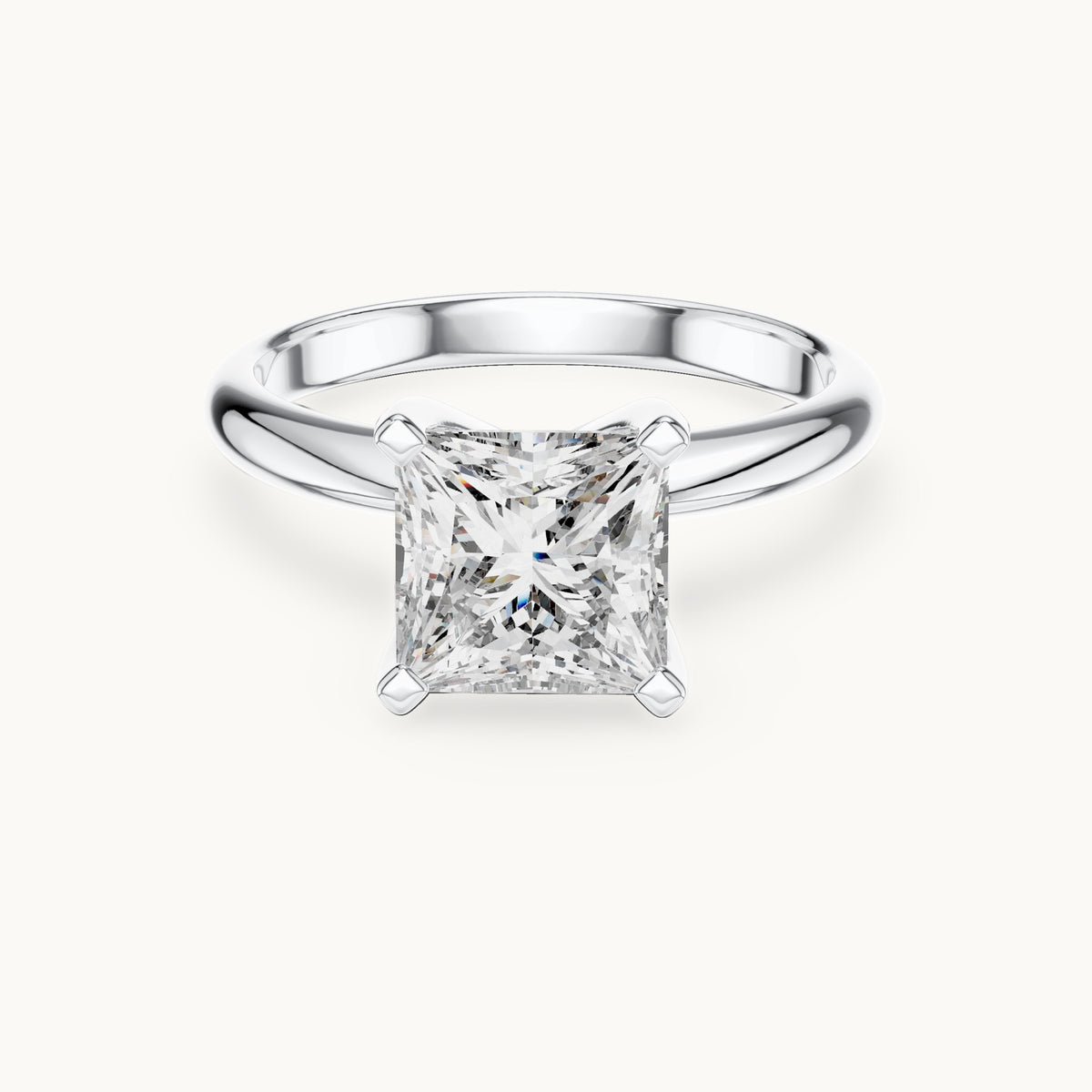 Princess Cut Lab Grown Diamond Solitaire Ring, 2.00ct Total, Solid Gold