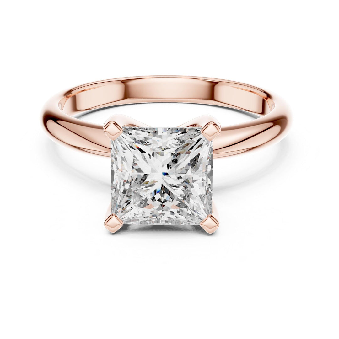 Princess Cut Lab Grown Diamond Solitaire Ring, 2.00ct Total, Solid Gold