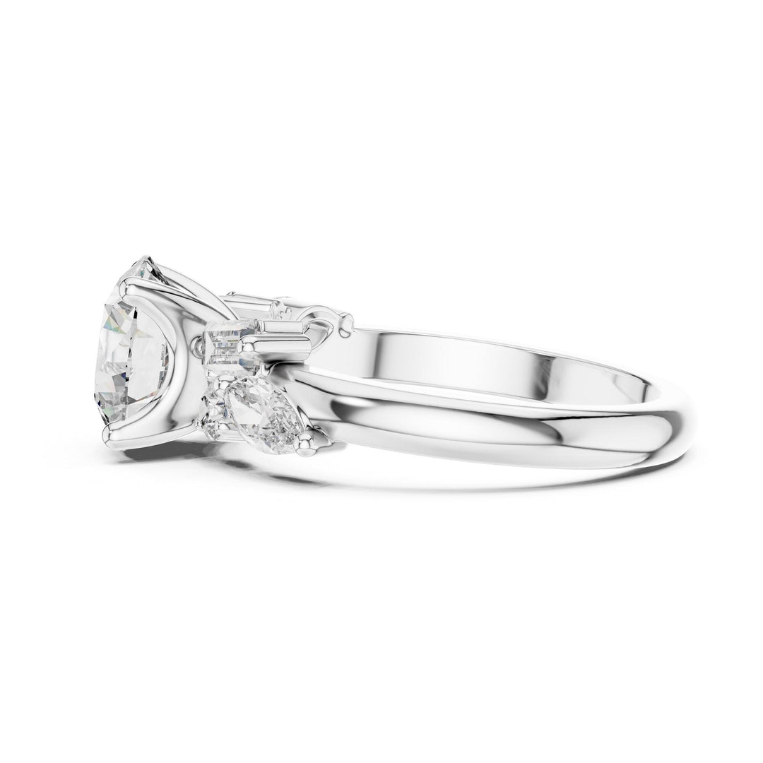 Round Cut Lab Grown Diamond Cluster Ring, 2.79ct Total, Solid Gold