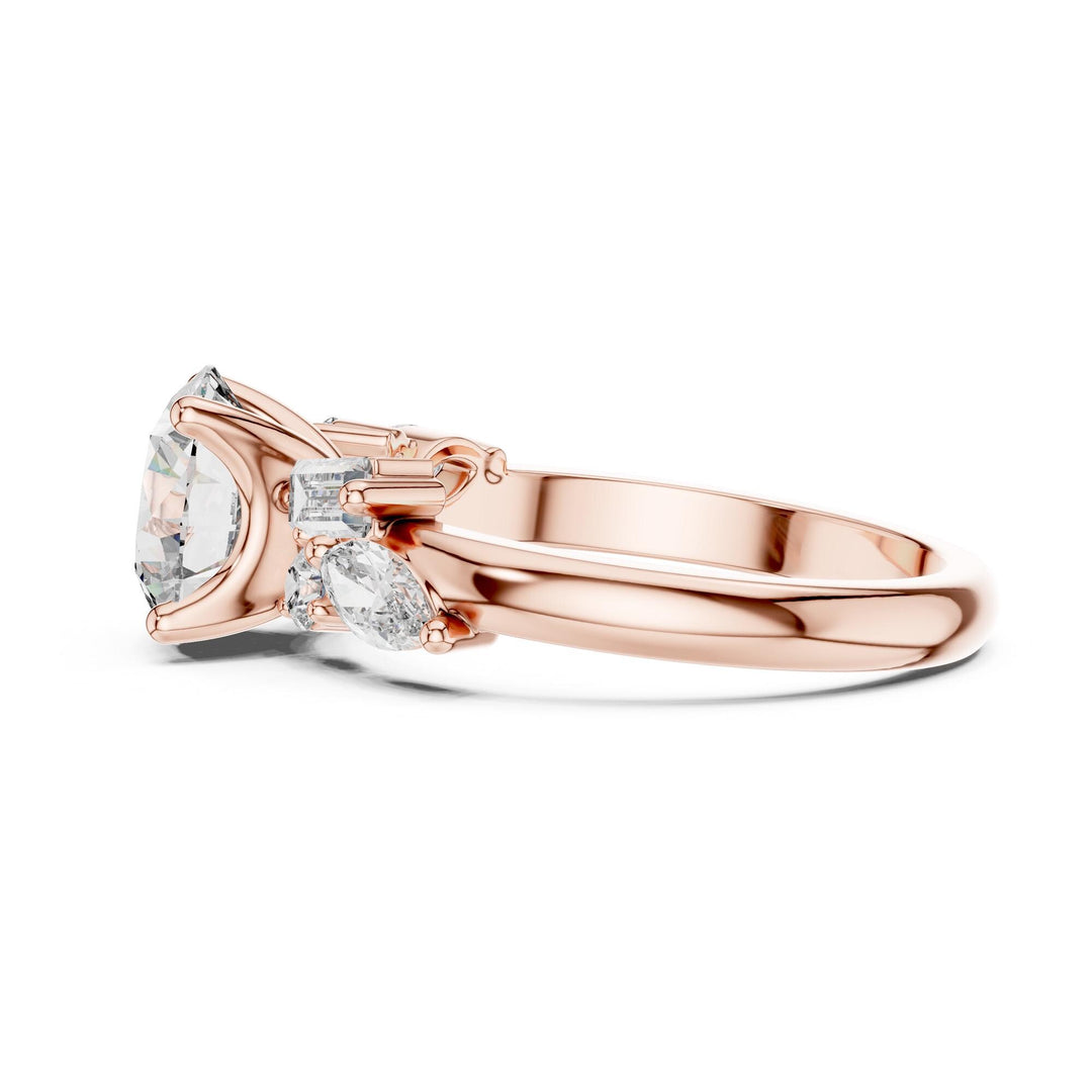 Round Cut Lab Grown Diamond Cluster Ring, 2.79ct Total, Solid Gold
