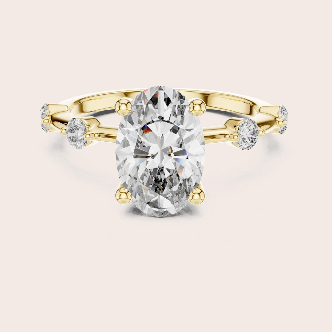 Oval Cut Lab Grown Diamond Solitaire Ring, 2.24ct Total, Solid Gold