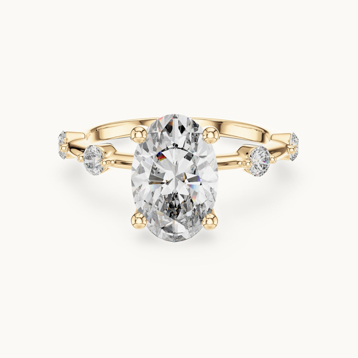 Oval cut lab-grown diamond solitaire ring in 14K yellow gold, 2.24 CT TW, view 1