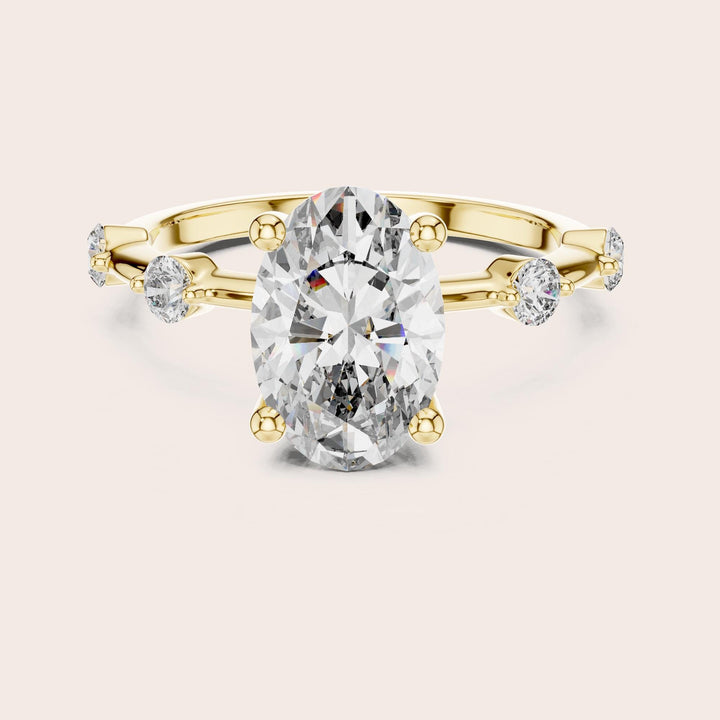 Oval Cut Lab Grown Diamond Solitaire Ring, 2.24ct Total, Solid Gold