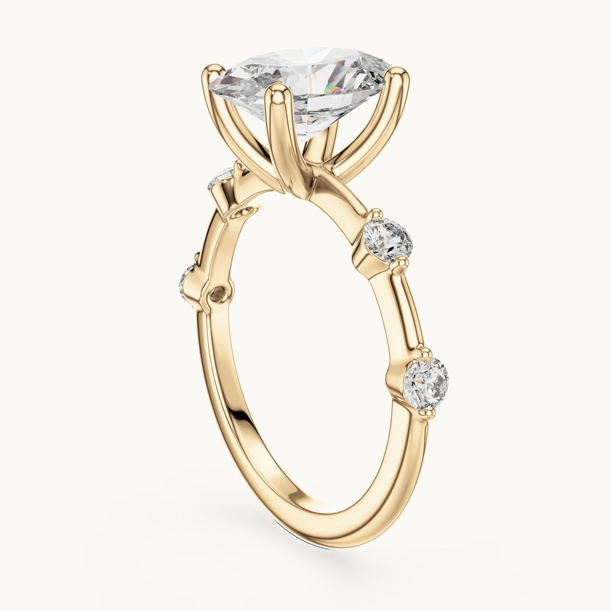 Oval cut lab-grown diamond solitaire ring in 14K yellow gold, 2.24 CT TW, view 2