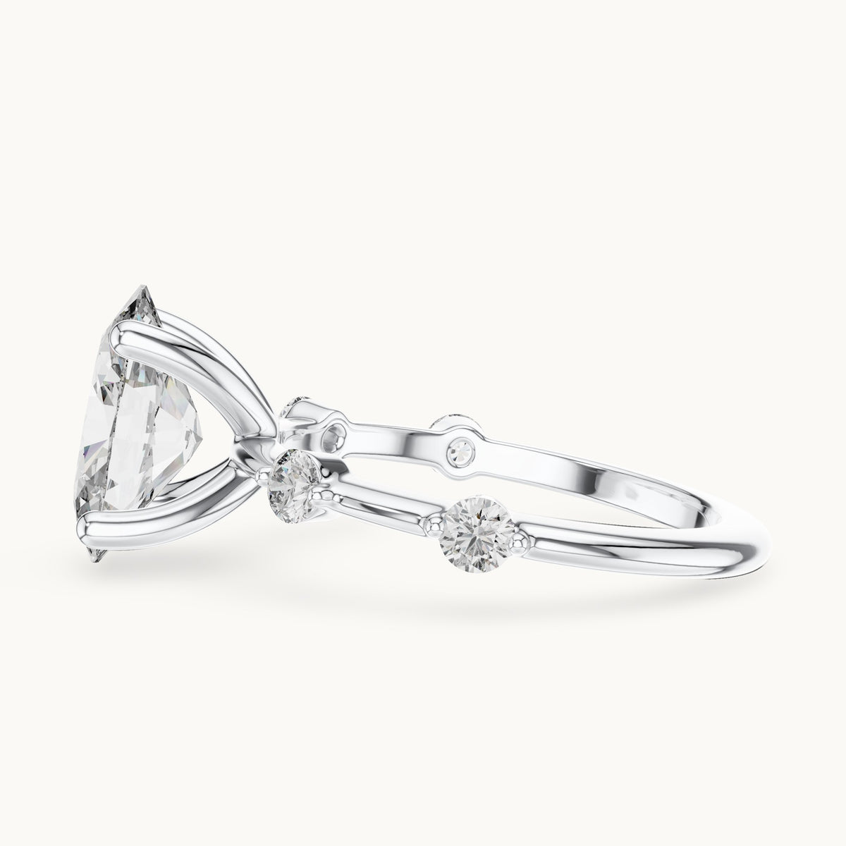 Oval cut lab-grown diamond solitaire ring in 14K white gold, 2.24 CT TW, view 2