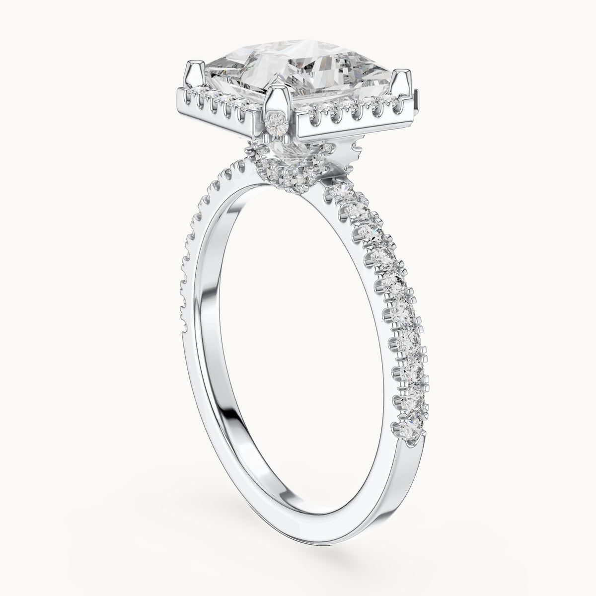 Princess Cut Lab Grown Diamond Solitaire Ring, 2.93ct Total, Solid Gold