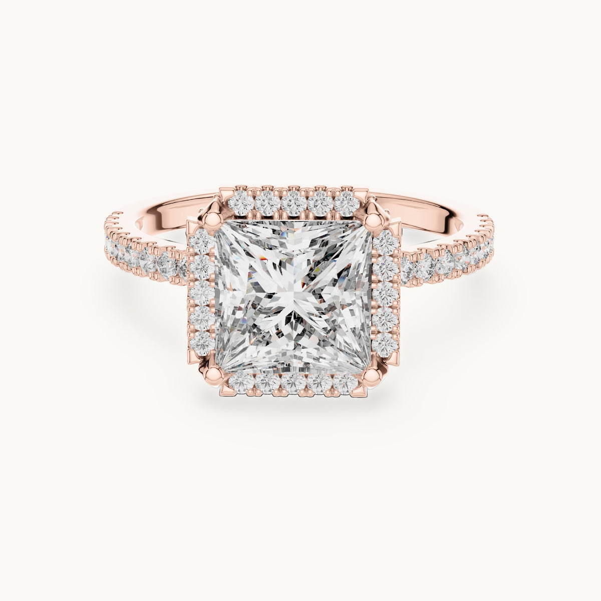 Princess Cut Lab Grown Diamond Solitaire Ring, 2.93ct Total, Solid Gold