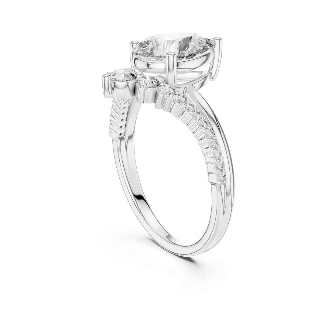 Pear Cut Lab Grown Diamond Solitaire Ring, 2.35ct Total, Solid Gold