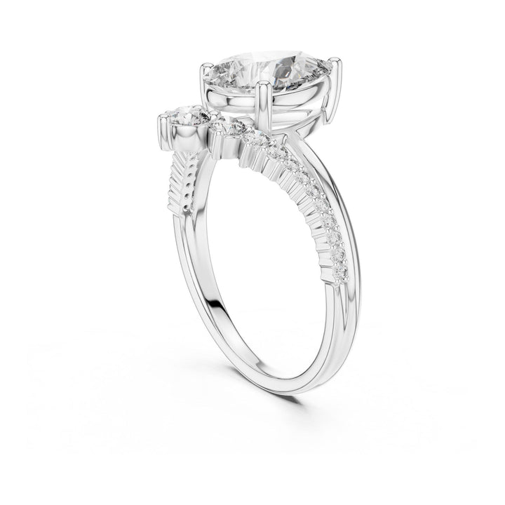 Pear Cut Lab Grown Diamond Solitaire Ring, 2.35ct Total, Solid Gold