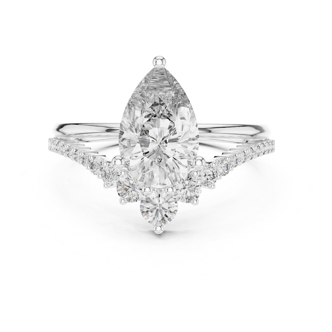 Pear Cut Lab Grown Diamond Solitaire Ring, 2.35ct Total, Solid Gold