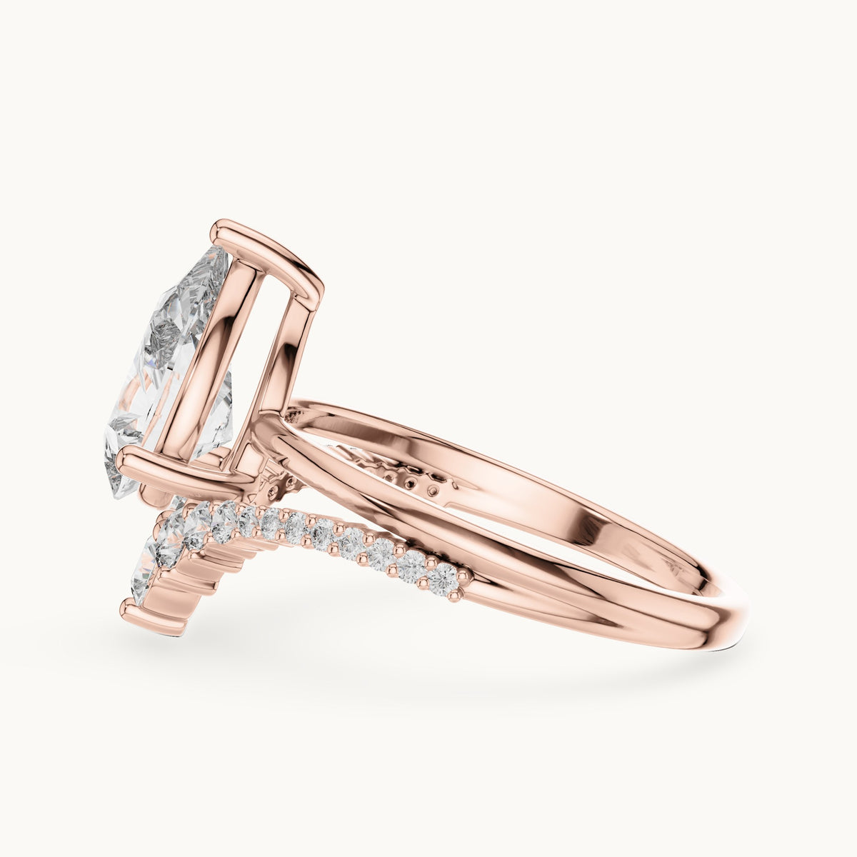 Pear cut lab-grown diamond solitaire ring in 14K rose gold, 2.35 CT TW, view 2