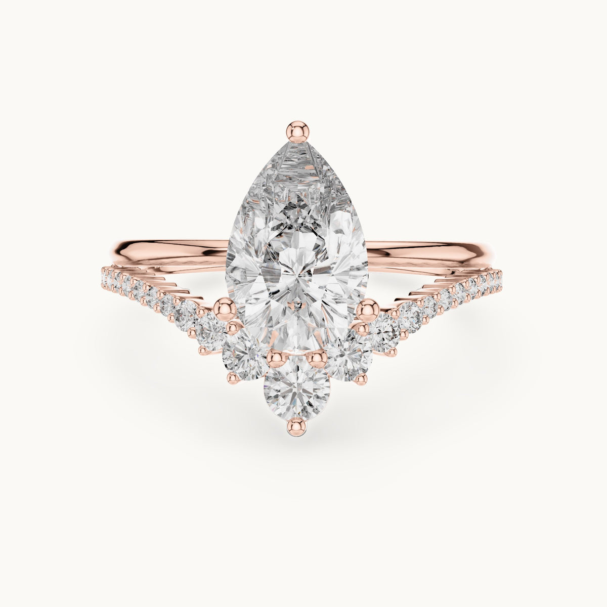 Pear cut lab-grown diamond solitaire ring in 14K rose gold, 2.35 CT TW, view 3