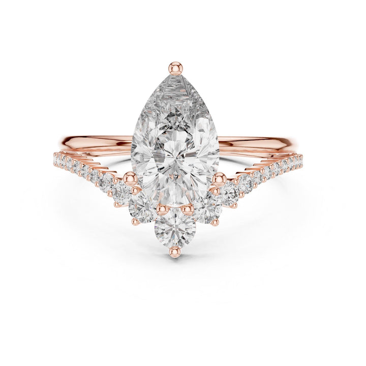 Pear Cut Lab Grown Diamond Solitaire Ring, 2.35ct Total, Solid Gold