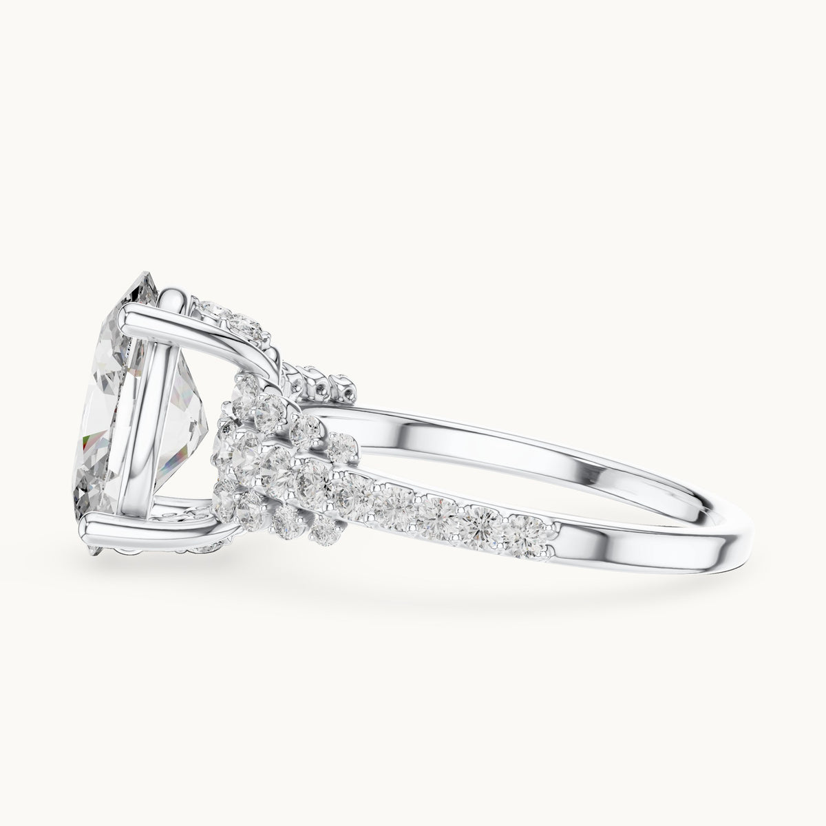 Oval cut lab-grown diamond solitaire ring in 14K white gold, 2.57 CT TW, view 2