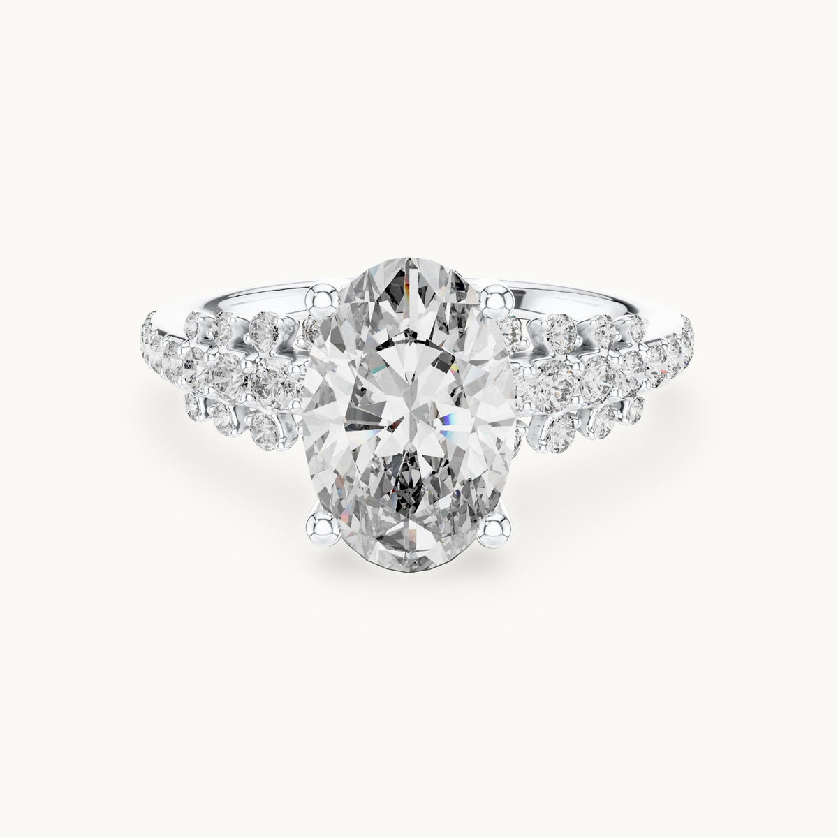Oval cut lab-grown diamond solitaire ring in 14K white gold, 2.57 CT TW, view 3