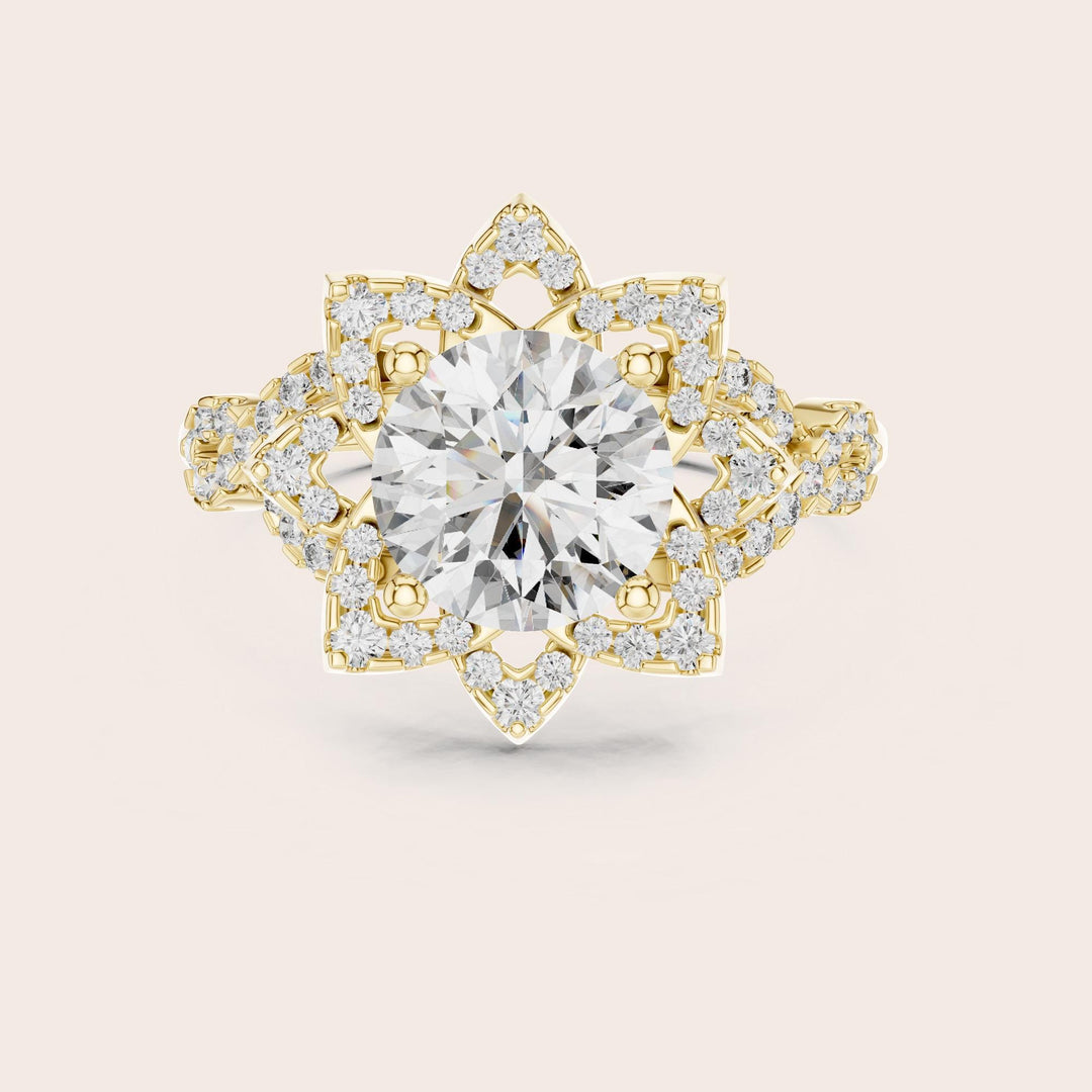 Round Cut Lab Grown Diamond Solitaire Ring, 1.82ct Total, Solid Gold