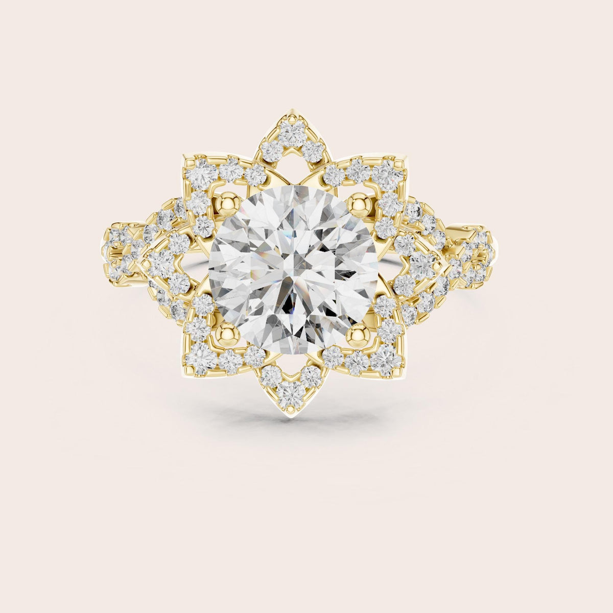 Round Cut Lab Grown Diamond Solitaire Ring, 1.82ct Total, Solid Gold