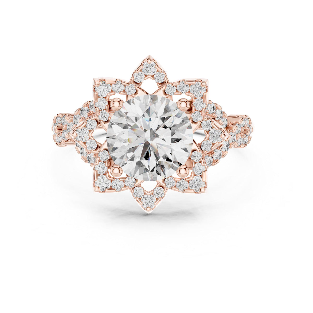 Round Cut Lab Grown Diamond Solitaire Ring, 1.82ct Total, Solid Gold