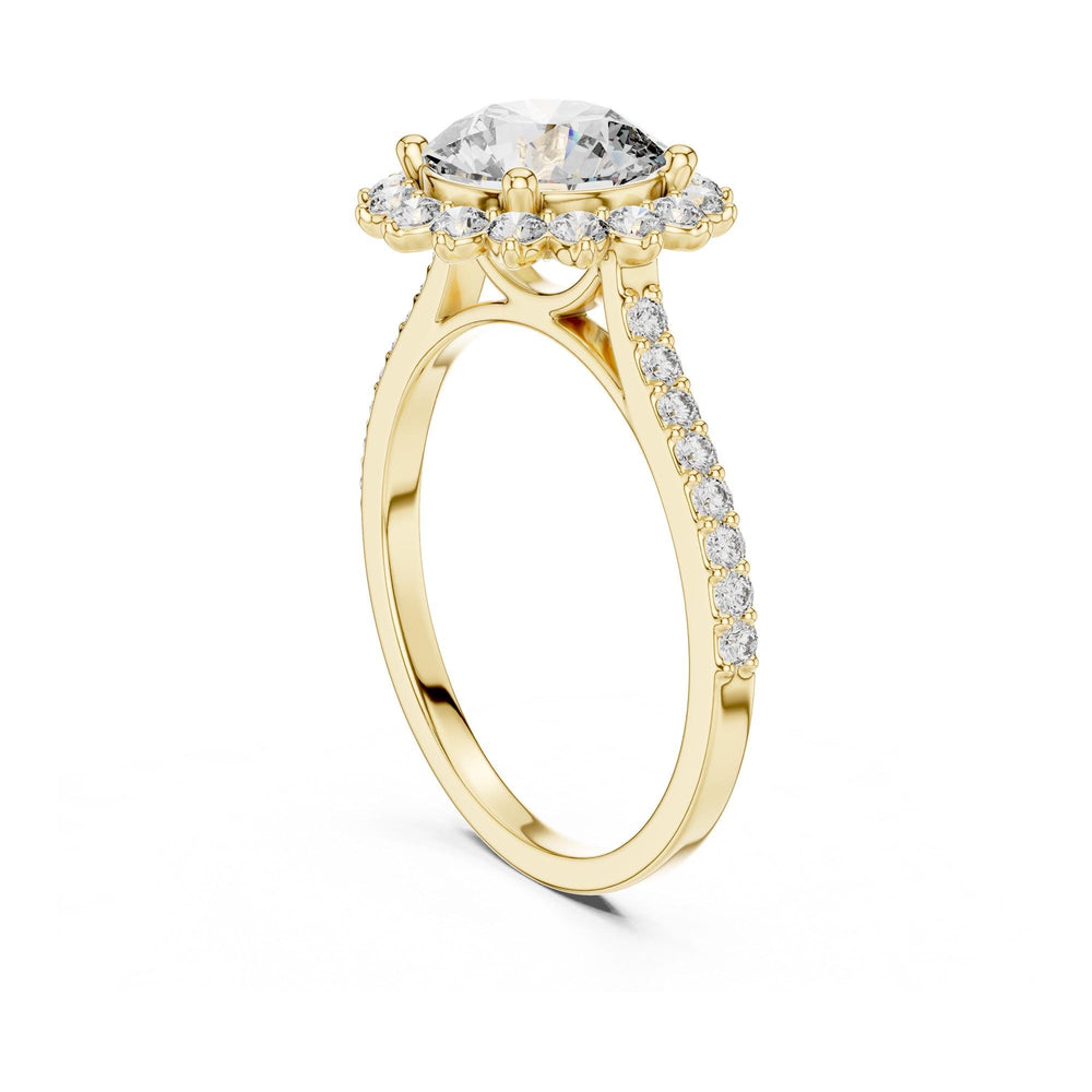 Round Cut Lab Grown Diamond Solitaire Ring, 1.98ct Total, Solid Gold