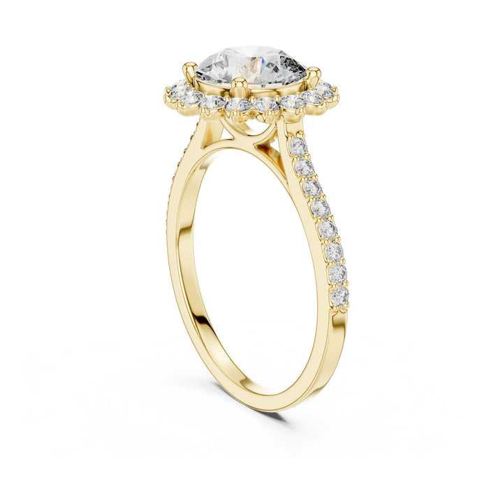 Round Cut Lab Grown Diamond Solitaire Ring, 1.98ct Total, Solid Gold