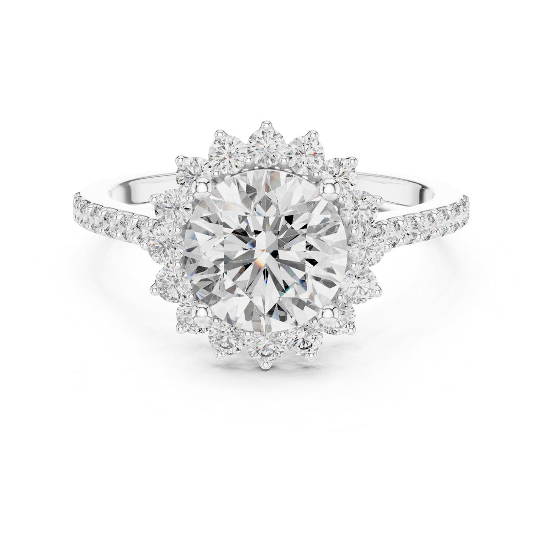 Round Cut Lab Grown Diamond Solitaire Ring, 1.98ct Total, Solid Gold