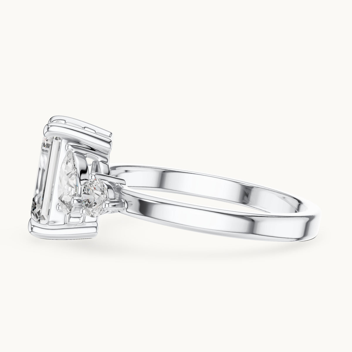 Emerald cut lab-grown diamond cluster ring in 14K white gold, 2.33 CT TW, view 2