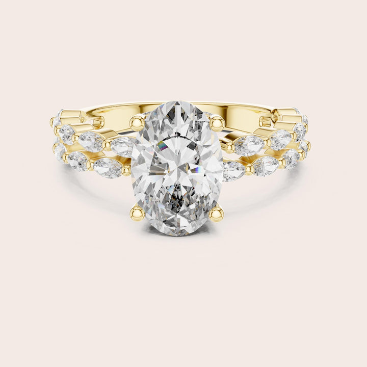 Oval Cut Lab Grown Diamond Solitaire Ring, 2.72ct Total, Solid Gold
