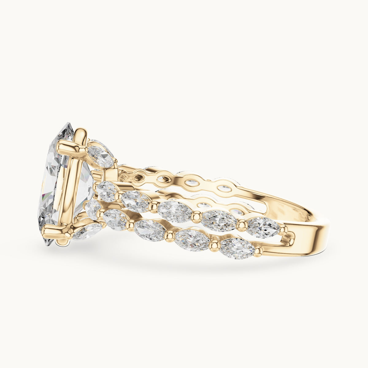 Oval cut lab-grown diamond solitaire ring in 14K yellow gold, 2.72 CT TW, view 3