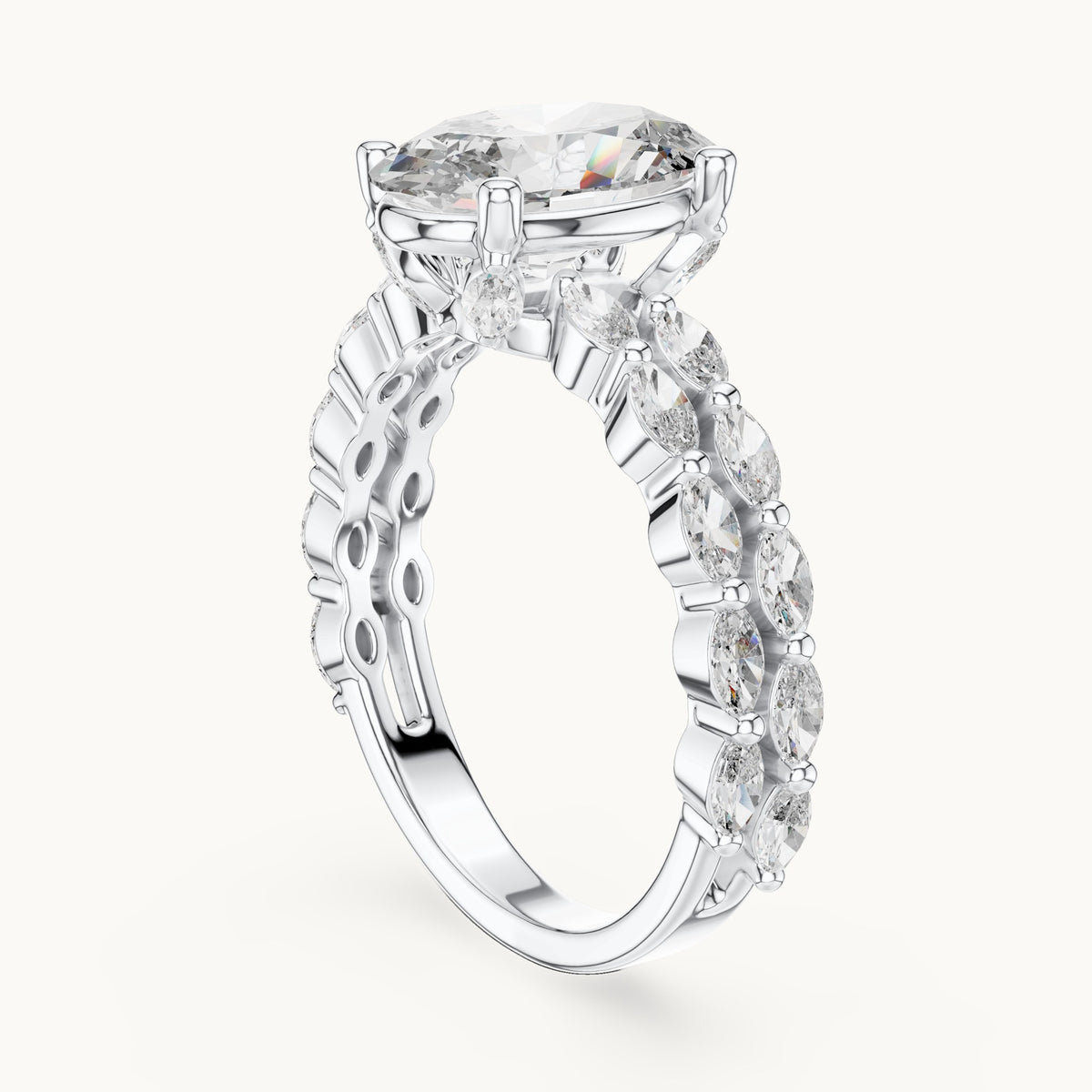 Oval cut lab-grown diamond solitaire ring in 14K white gold, 2.72 CT TW, view 1