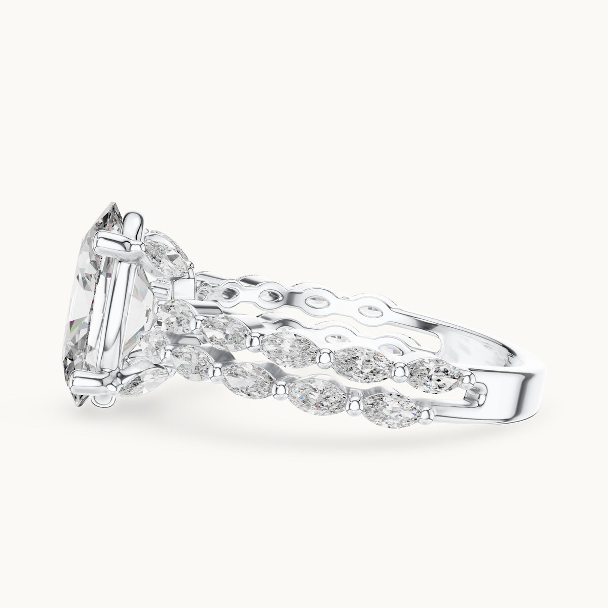 Oval cut lab-grown diamond solitaire ring in 14K white gold, 2.72 CT TW, view 2