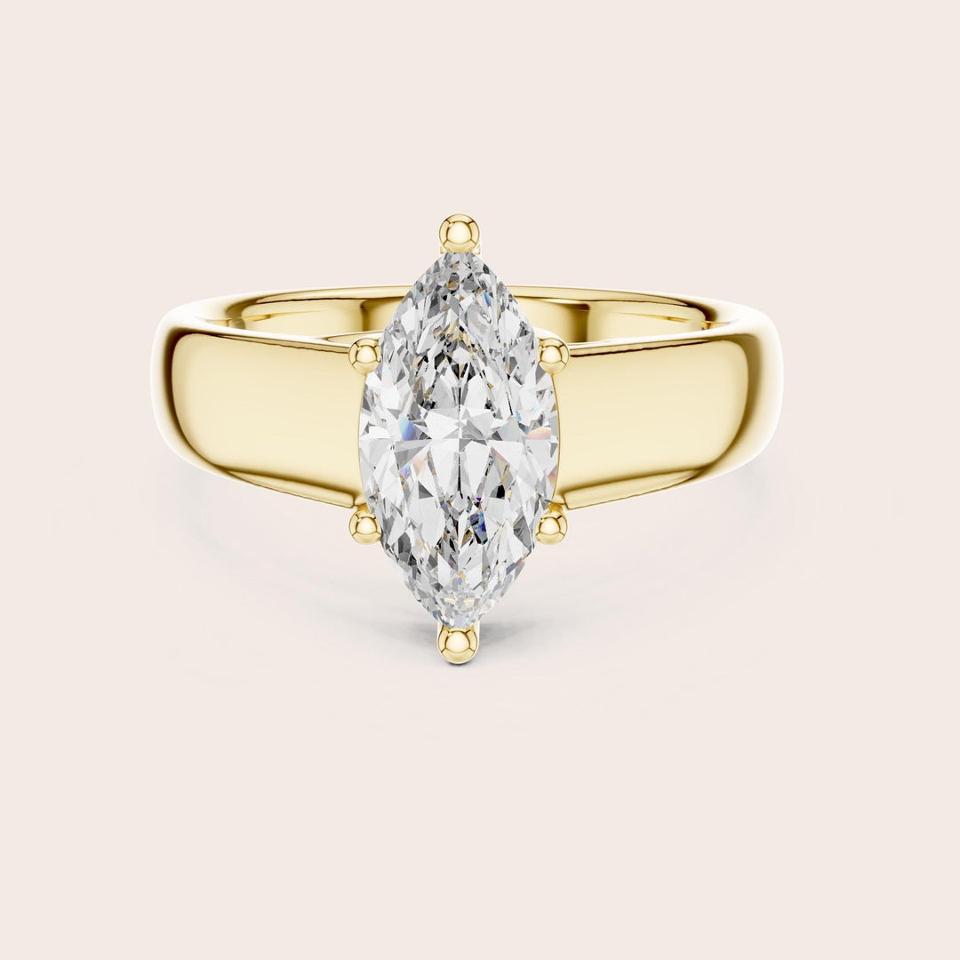 Marquise Cut Lab Grown Diamond Solitaire Ring, 2.00ct Total, Solid Gold