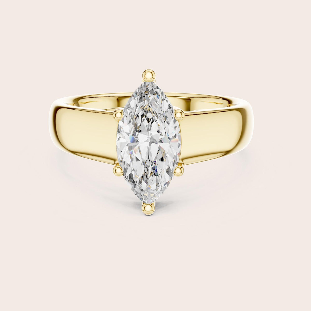Marquise Cut Lab Grown Diamond Solitaire Ring, 2.00ct Total, Solid Gold