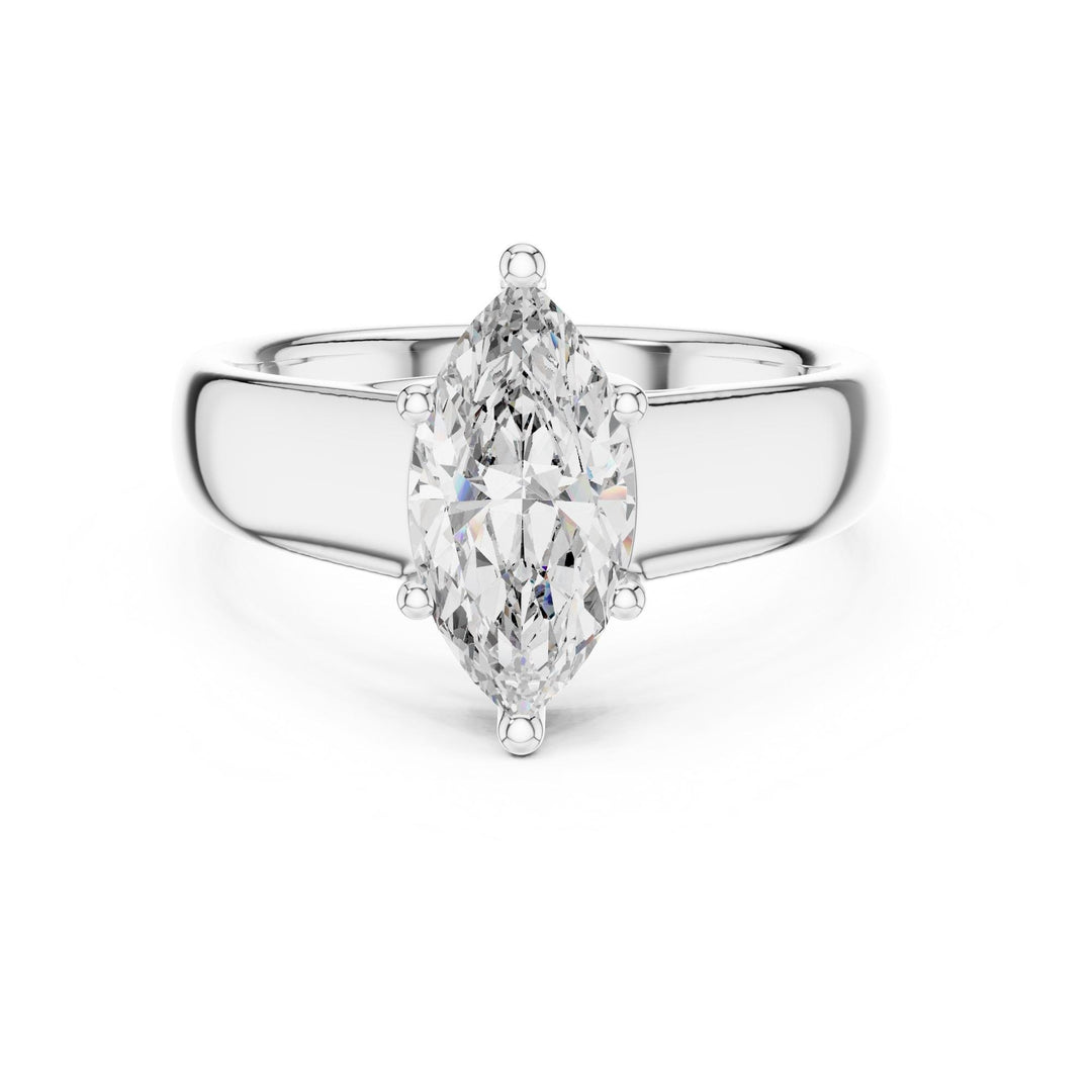 Marquise Cut Lab Grown Diamond Solitaire Ring, 2.00ct Total, Solid Gold
