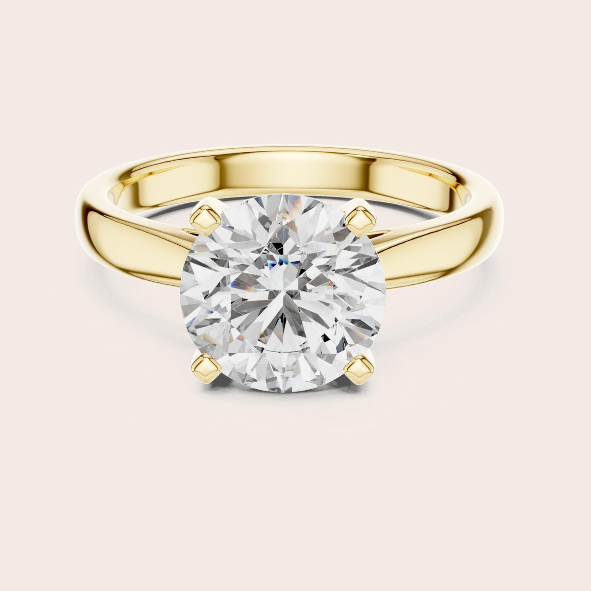 Round Cut Lab Grown Diamond Solitaire Ring, 2.10ct Total, Solid Gold