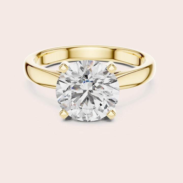 Round Cut Lab Grown Diamond Solitaire Ring, 2.10ct Total, Solid Gold