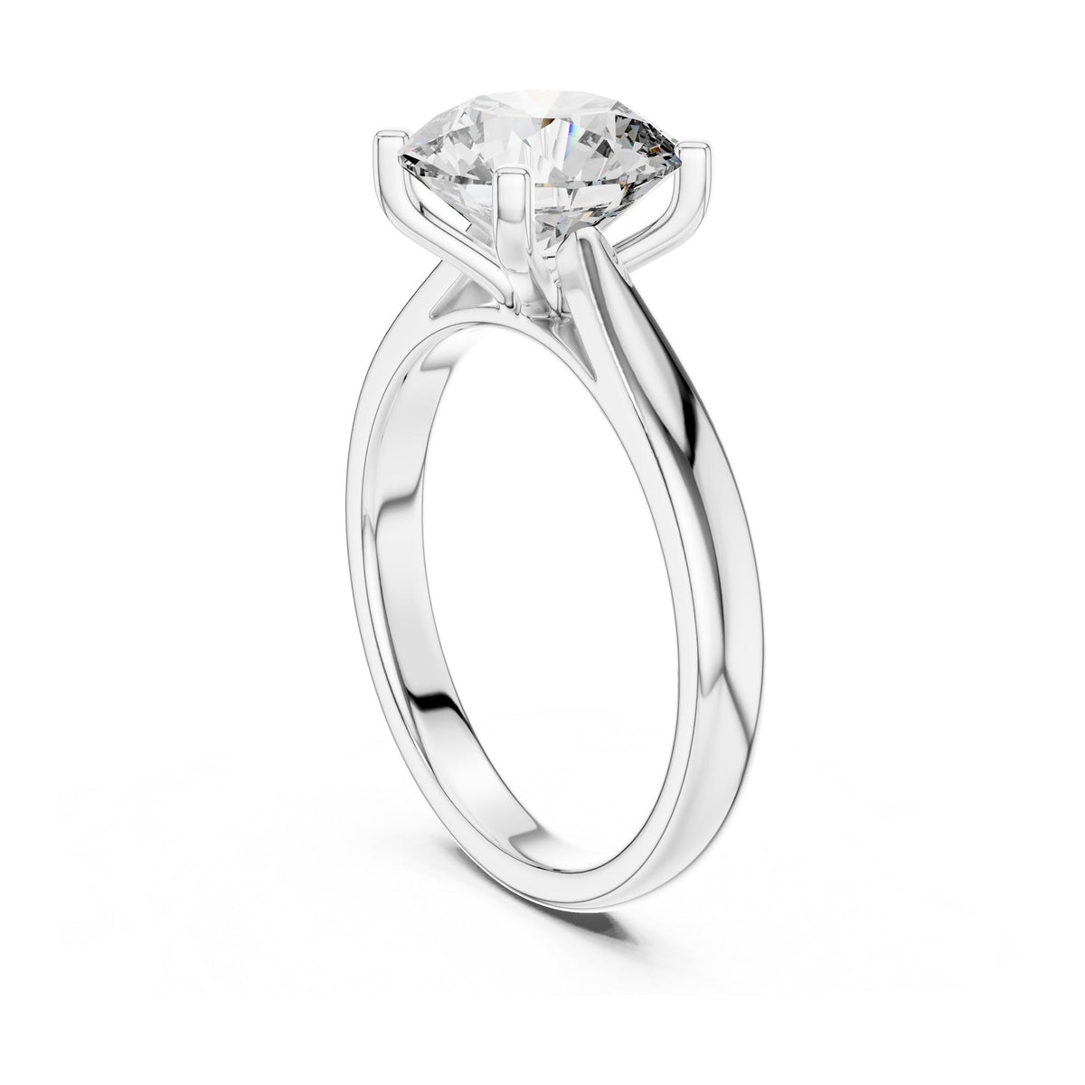 Round Cut Lab Grown Diamond Solitaire Ring, 2.10ct Total, Solid Gold