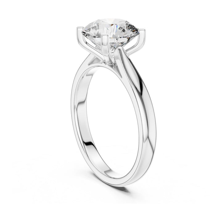Round Cut Lab Grown Diamond Solitaire Ring, 2.10ct Total, Solid Gold