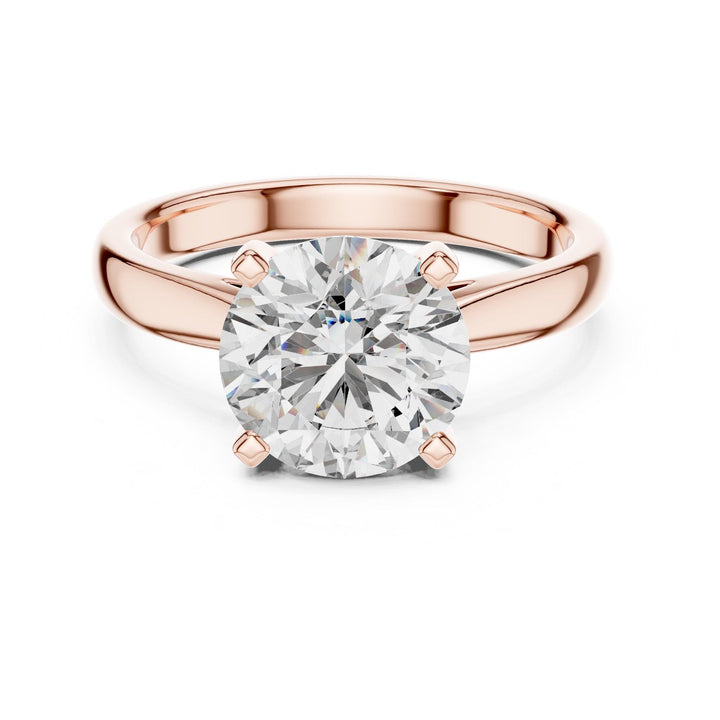 Round Cut Lab Grown Diamond Solitaire Ring, 2.10ct Total, Solid Gold